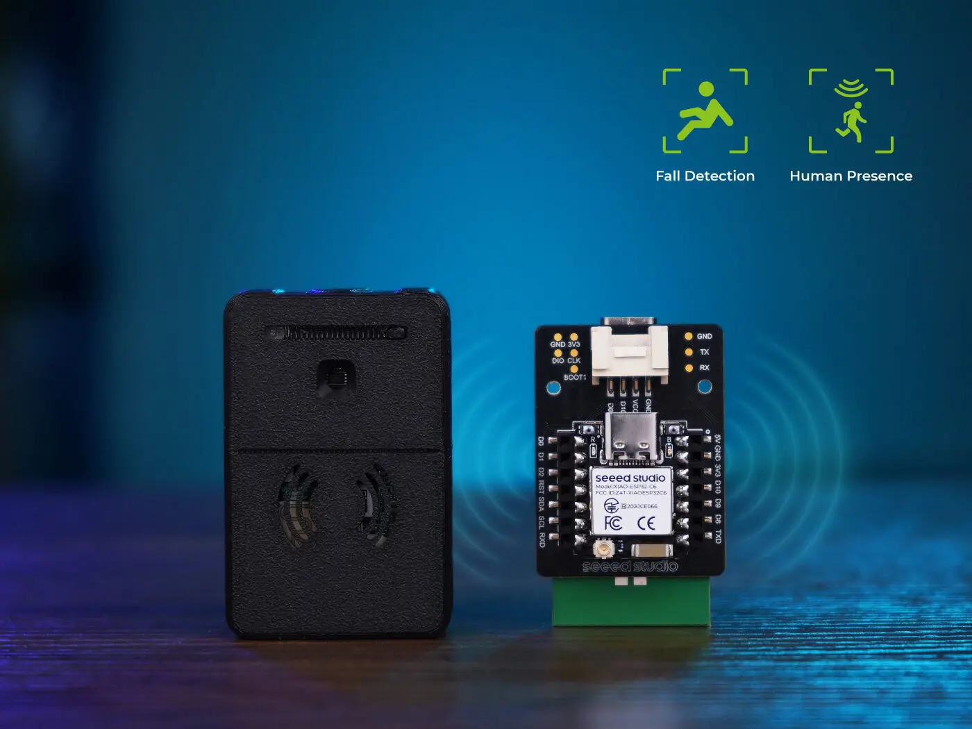 seeed-studio-60ghzミリ波センサー転倒検知センサーmr60fda2、ホームアシスタント、esphome対応、xiao-esp32c6搭載