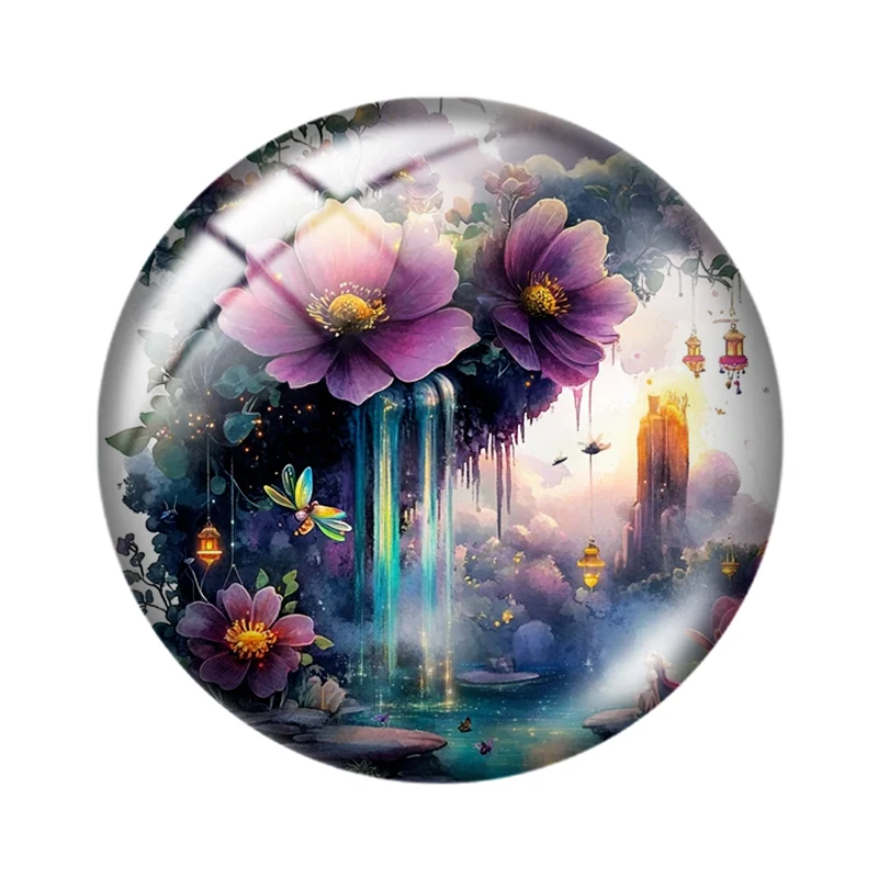 Enchanted Garden Realms 10pcs 12mm/18mm/20mm/25mm Round photo glass cabochon flat back Making findings for bracelets