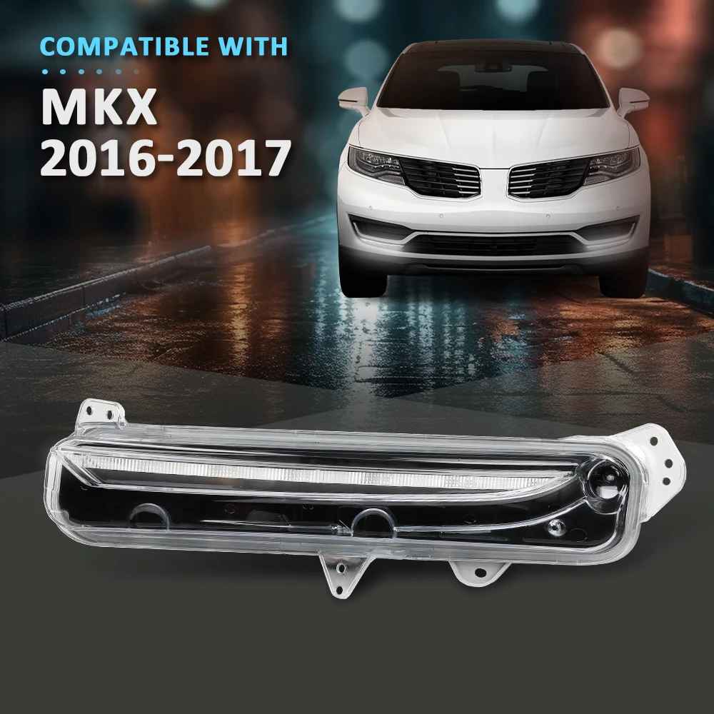 

20V Led Fog Light Clear Lens Fit for 2016-2017 Lincoln Mkx Left Driver Side Fa1Z13200D Black Housing Waterproof Snowproof