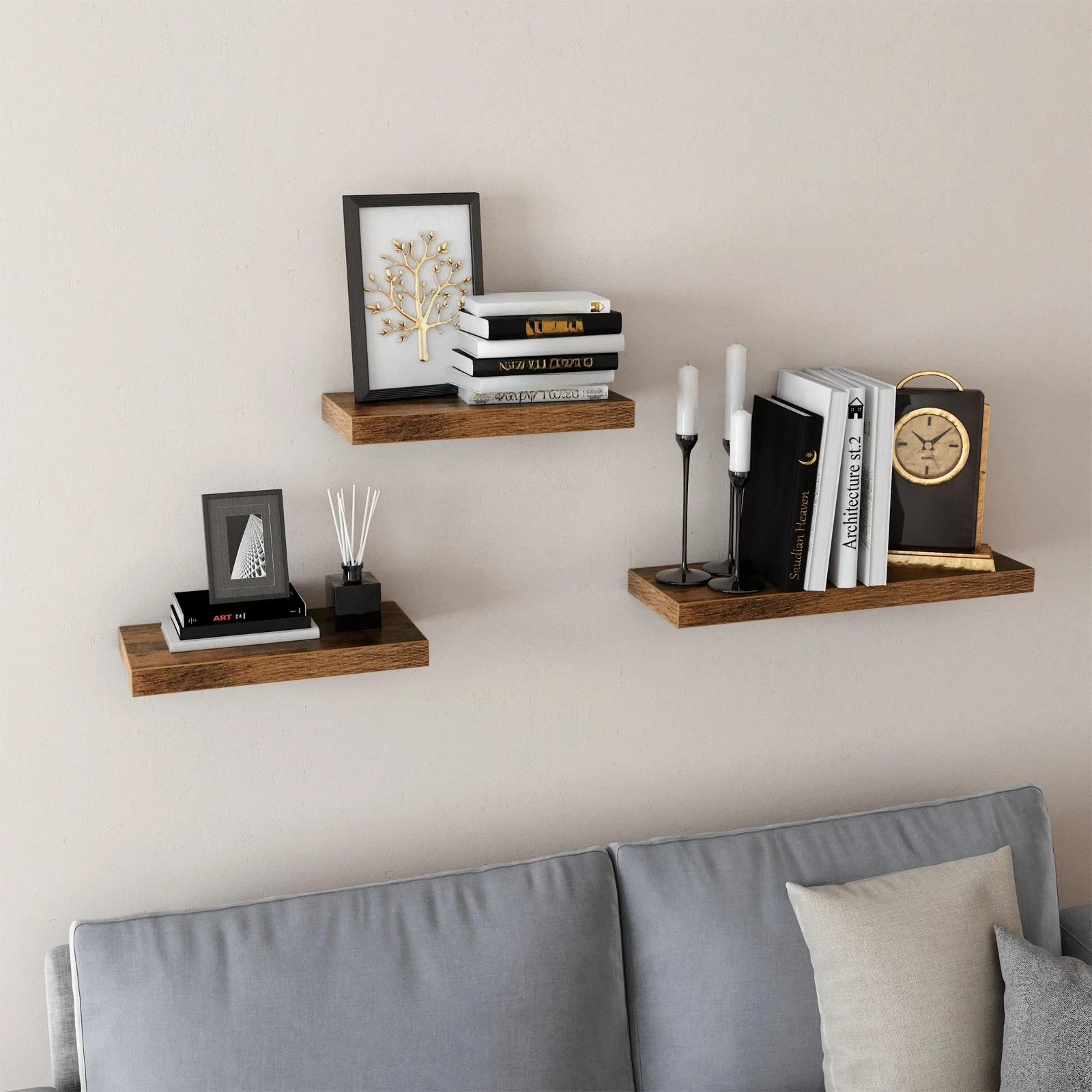 VASAGLE Wandregal, Schweberegal, Regalbrett, 20 x 80 x 3,8 cm, Wandboard für Bilderrahmen, Deko, Regal für Wohnzimmer