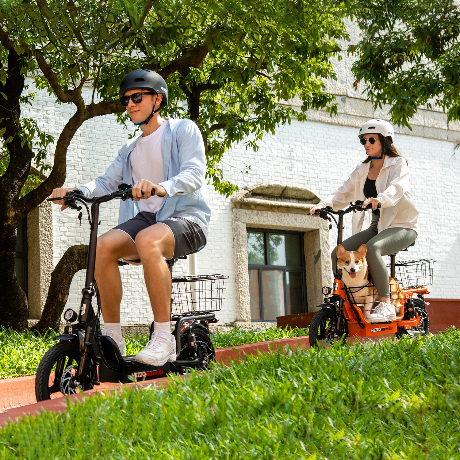 Vélo électrique en acier au carbone, 48V, 500W, pour adulte, bicyclette à absorption multi-chocs, avec panier, pneus de route de 14 pouces