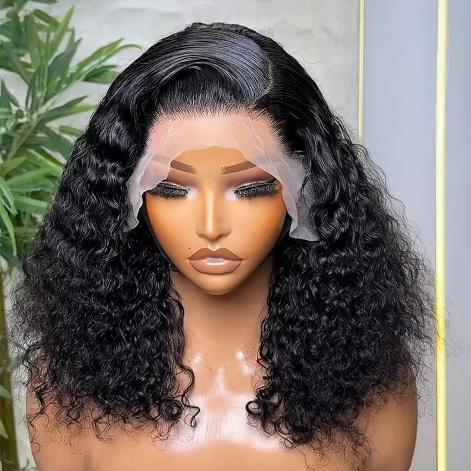 

Water Wave Lace Front Wig Deep Free Part Lace Closure Wigs Bob Lace Wigs Brazilian Wet and Wavy Human Hair Wigs for Black Women Pre plucked Can be Dyed 12 14 16Inch