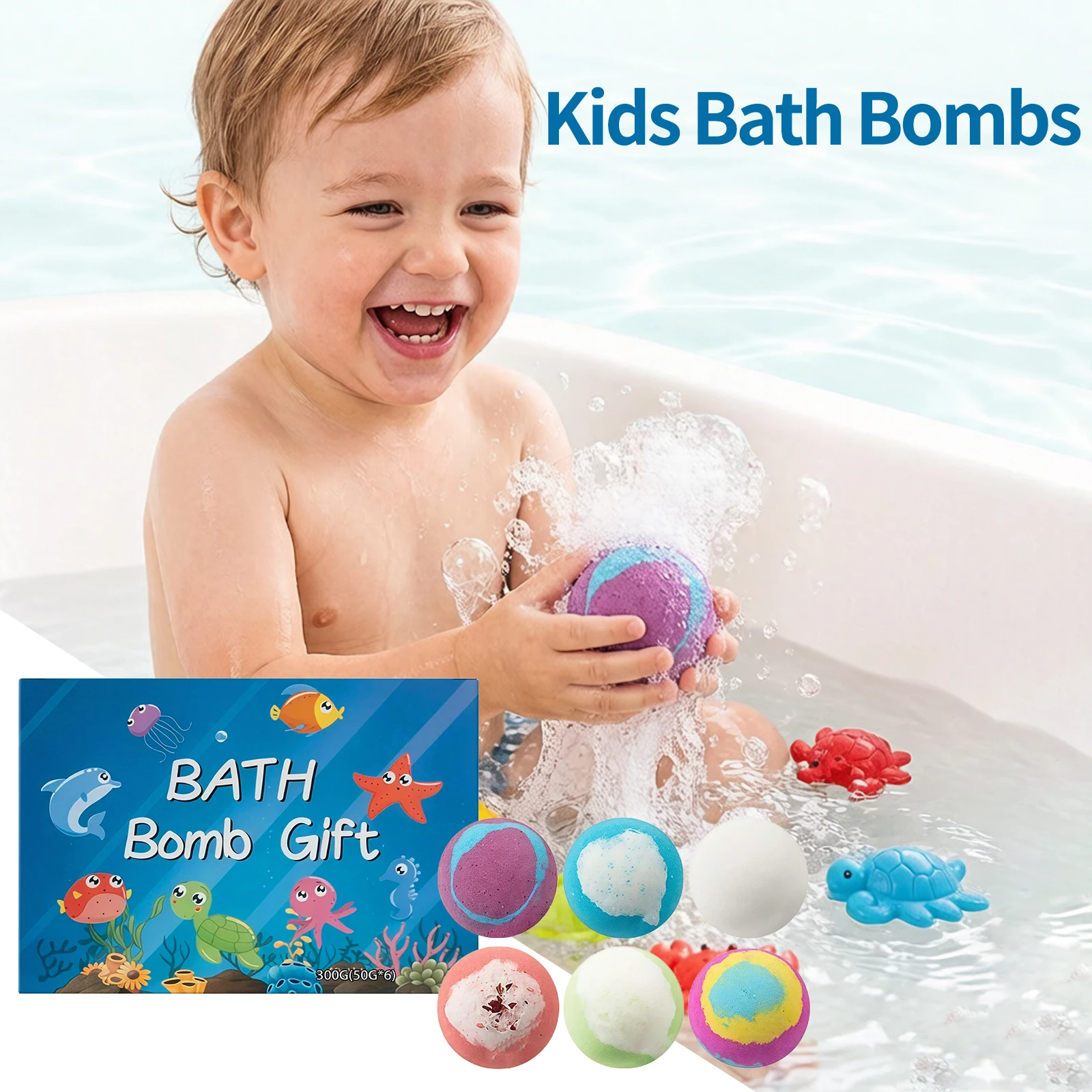 Amz Toy Bath Set Ball Set Surprise Hidden Inside Gentle Cleanse Rich Bubbles Skin Friendly Fun Educational Color Fizzy Spa Balls Gift Set