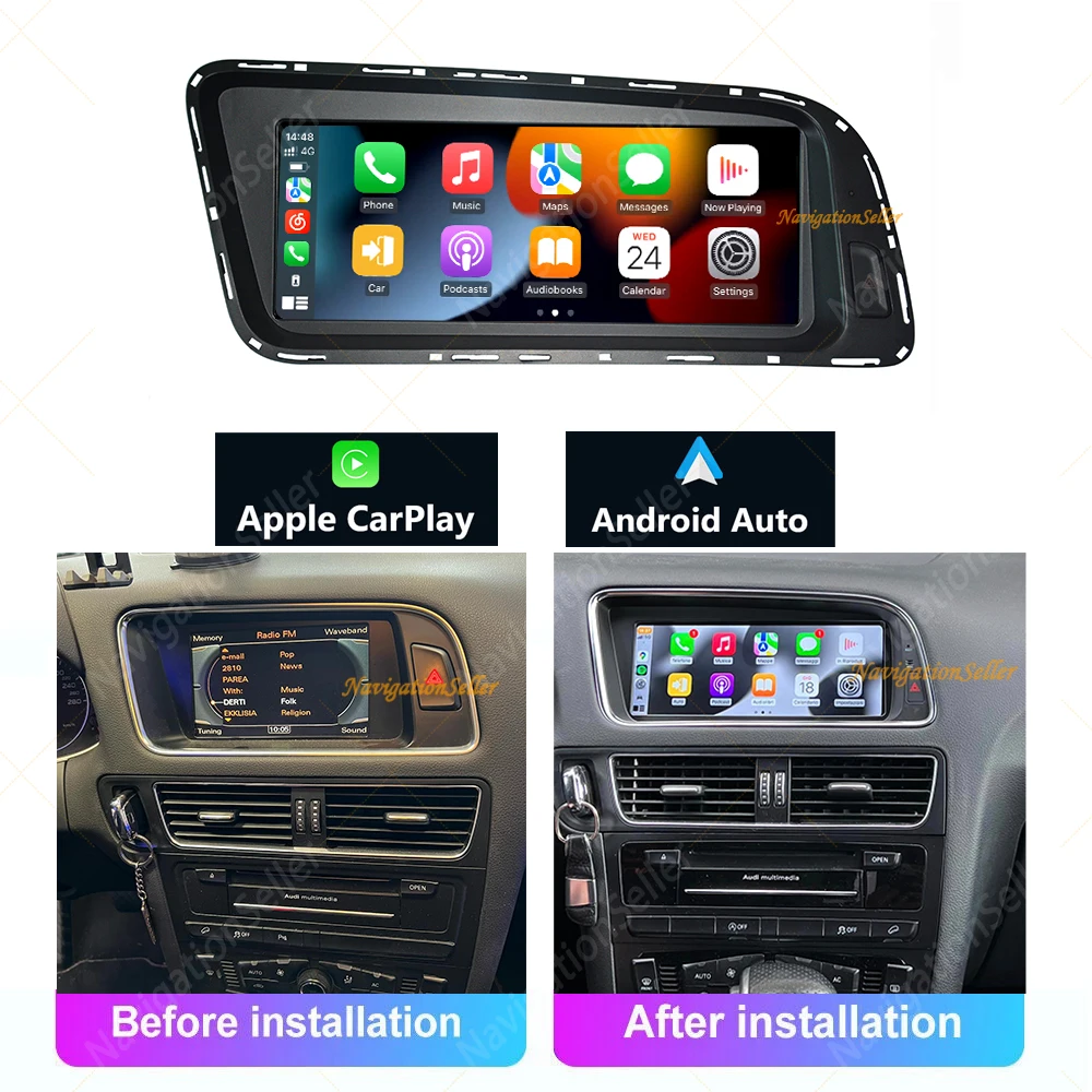 8.8 inch Android 13 Multimedia Player For Audi Q5 Q5L 2009-2016 Apple Carplay Retrofit Screen Upgrade Car Radio Gps 4G Wifi DSP