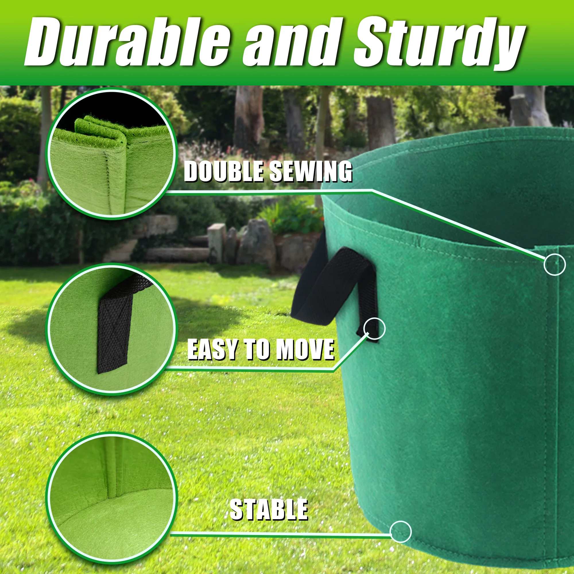 5 Gallon Grow Bags, 7 Pack Colorful Fabric Plant Pots with Handles for Garden and Outdoor Planting10 Gallon Grow Bags view 3