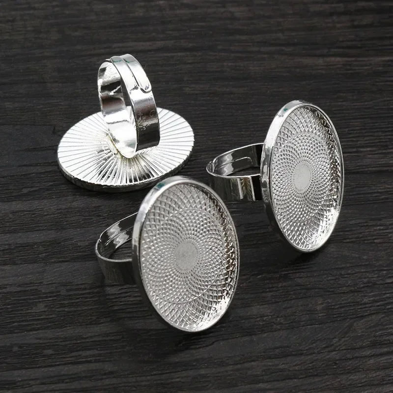 18x25mm 5 sztuk jasny srebrny niklowany mosiądz owalny regulowany pierścień ustawienia Blank/Base,Fit 18x25mm szkło Cabochons J5-02 — zdjęcie 2