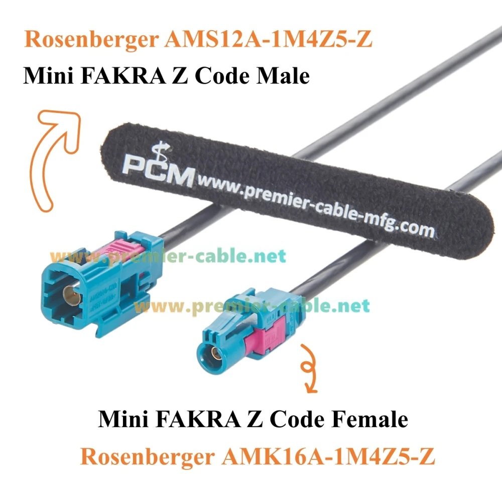 Rosenberger Mini FAKRA HFM Z-Code Stecker auf Buchse RF-Koaxialkabel AMS12A-1M4Z5-Z zu AMK16A-1M4Z5-Z Automotive GPS-Antennenkabel – Detail 3