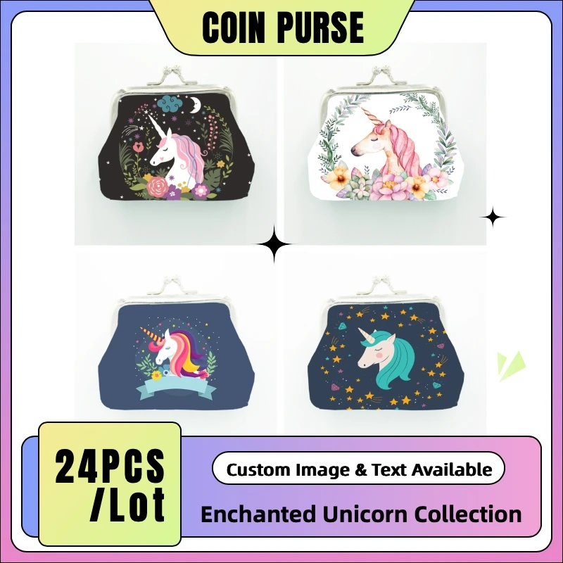 

24PCS/Lot Unicorn Coin Purse – PU Leather Mini Wallet, Unicorn Design, Fantasy Gift, Travel Souvenir, Party Favor, Daily Use,
