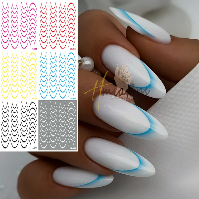 1pcs Gradient French Style Line Manicure Nail Art Stickers Self-Adhesive Decals Design Nail Tips Guides for DIY Decoration Stenc