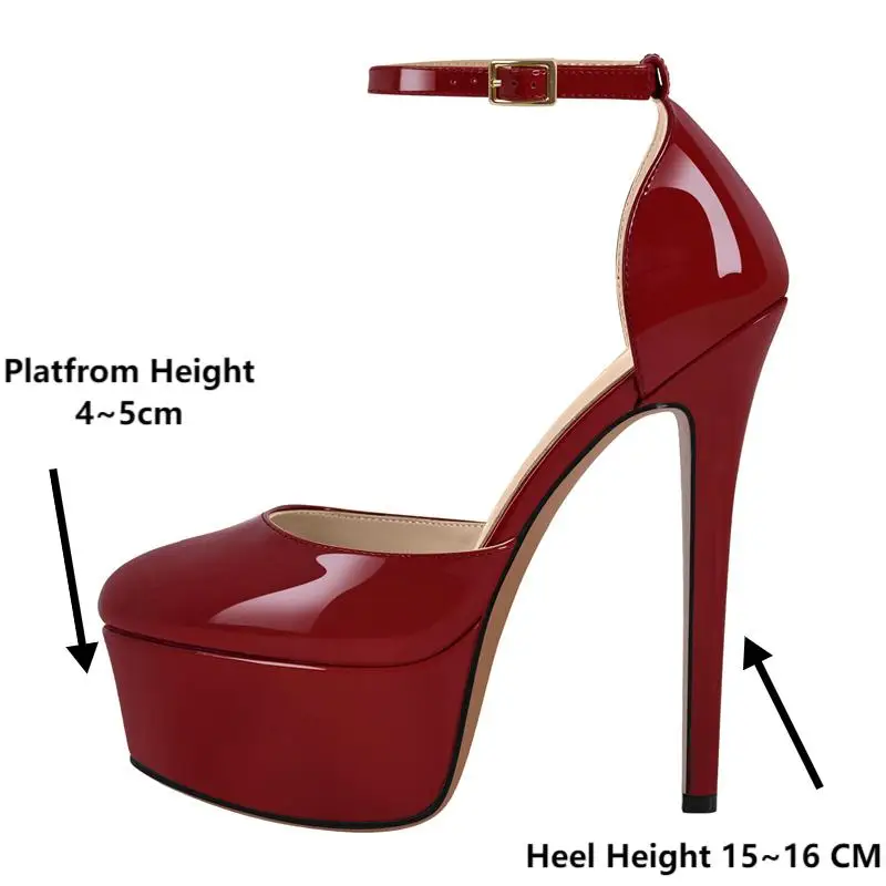 Onlymaker Women Platform Pumps Ankle Strap Stiletto High Heels Dress Shoes Big Size Fashion Party Thin Heel Shoes