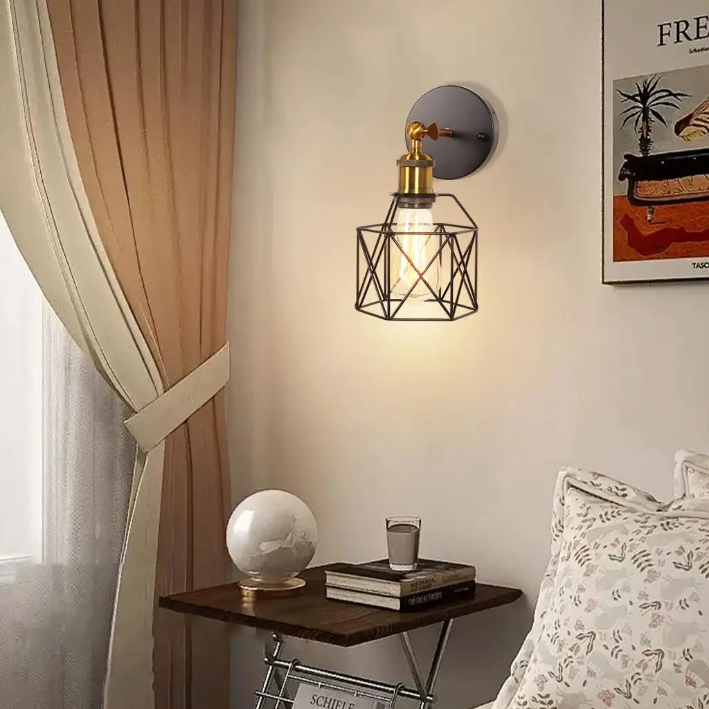 خمر الحديد الصناعية أضواء الجدار LED أباجورة الظل غرفة المعيشة مقهى إضاءة داخلية ديكور تركيب المصابيح E27 الجدار الشمعدان