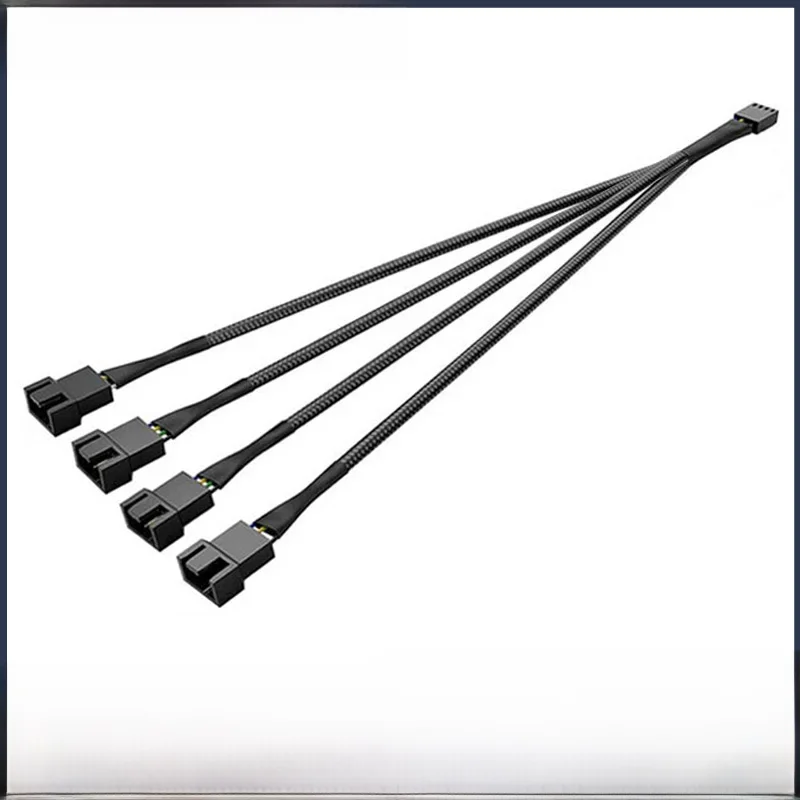 Teucer 12V/4Pin PWM czarny/biały kabel adaptera 1 do 1/2/3/4 komputerowy wentylator chłodnicy procesora rozdzielacz wentylatora obudowa komputera przedłużacz kabla zasilającego — zdjęcie 2