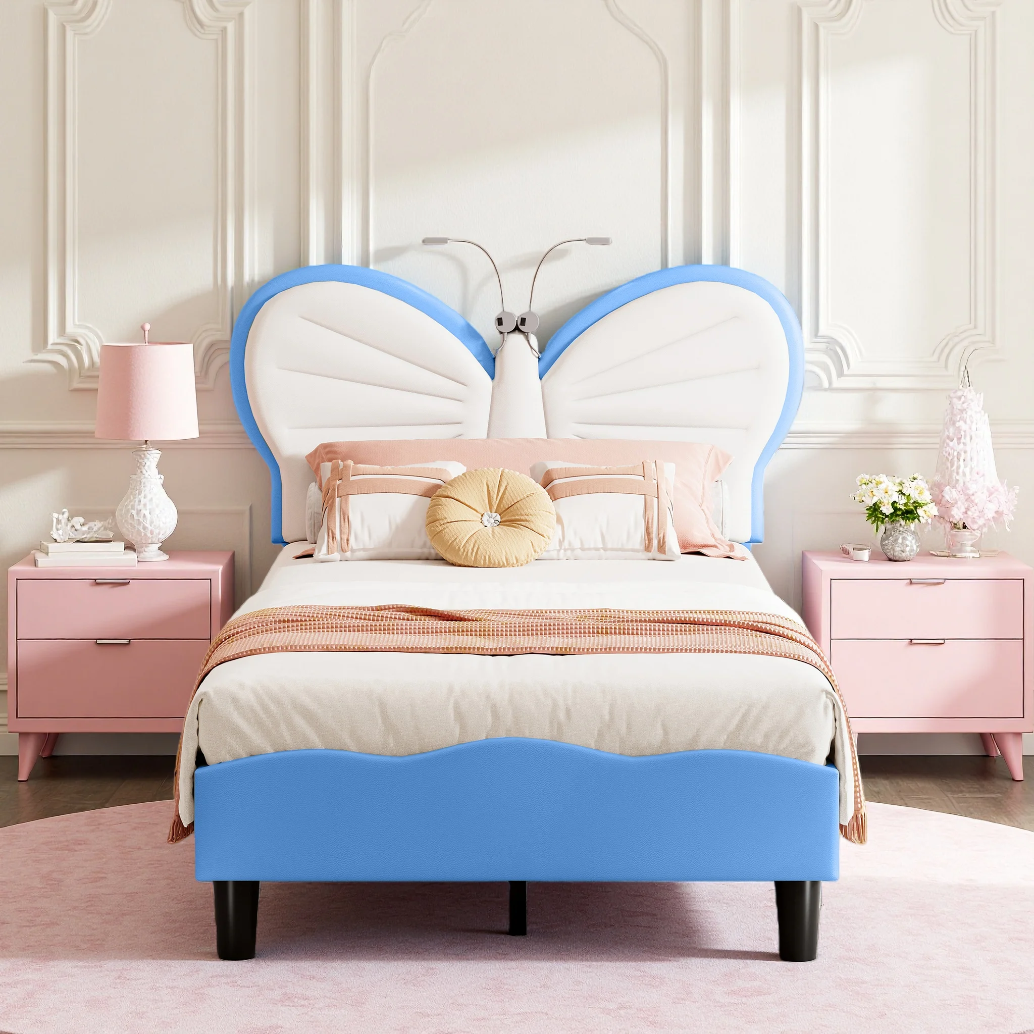 Creahappy, struttura letto decorativa creativa, dimensioni 90 x 190 cm, ideale per camere da letto di bambini, letto imbottito con testiera regolabile, letto per bambini, letto singolo, letto per
