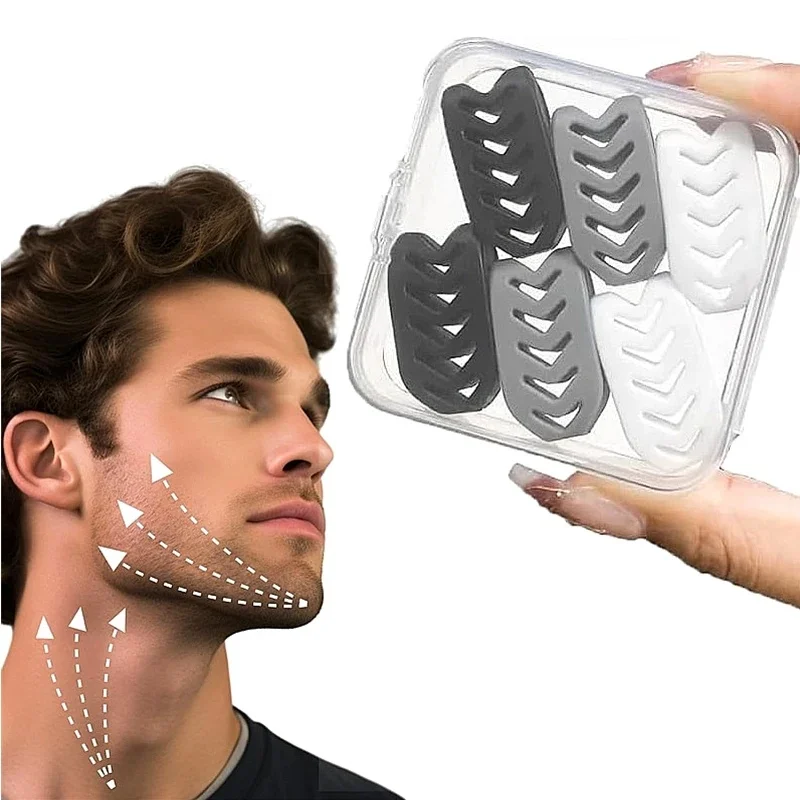 Entraîneur de mâchoire en Silicone avec une boîte, 6 pièces, exercice de ligne, balle à mâcher, Fitness, Toner pour le visage, le cou, entraîneur musculaire, exercice du menton et des joues