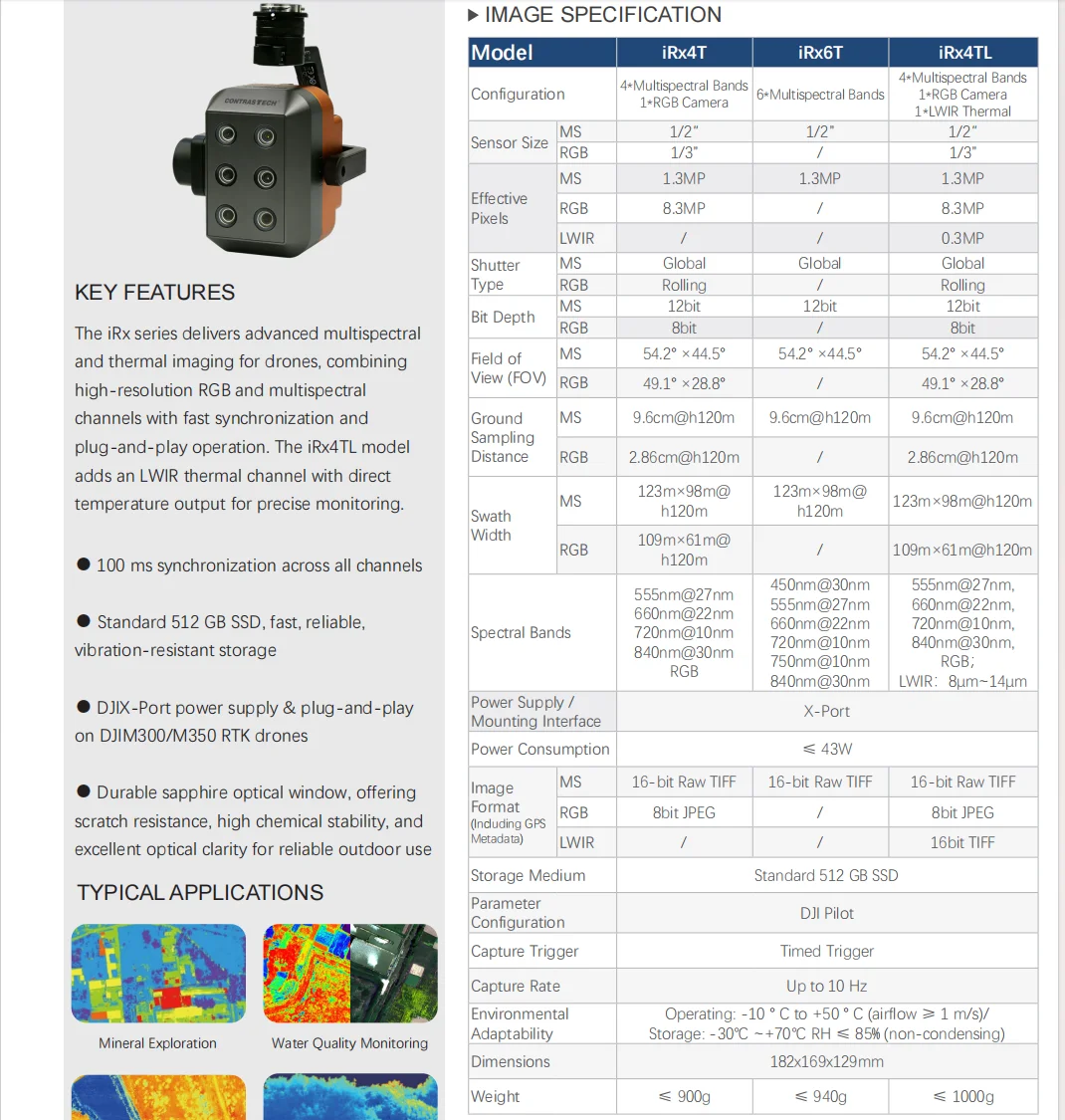 Drone Multispectral Camera RGB NDVI Sensor 4-Band 6-Band Remote Sensing Camera for Agriculture UAV DJI X-Port M300 M350 Compat