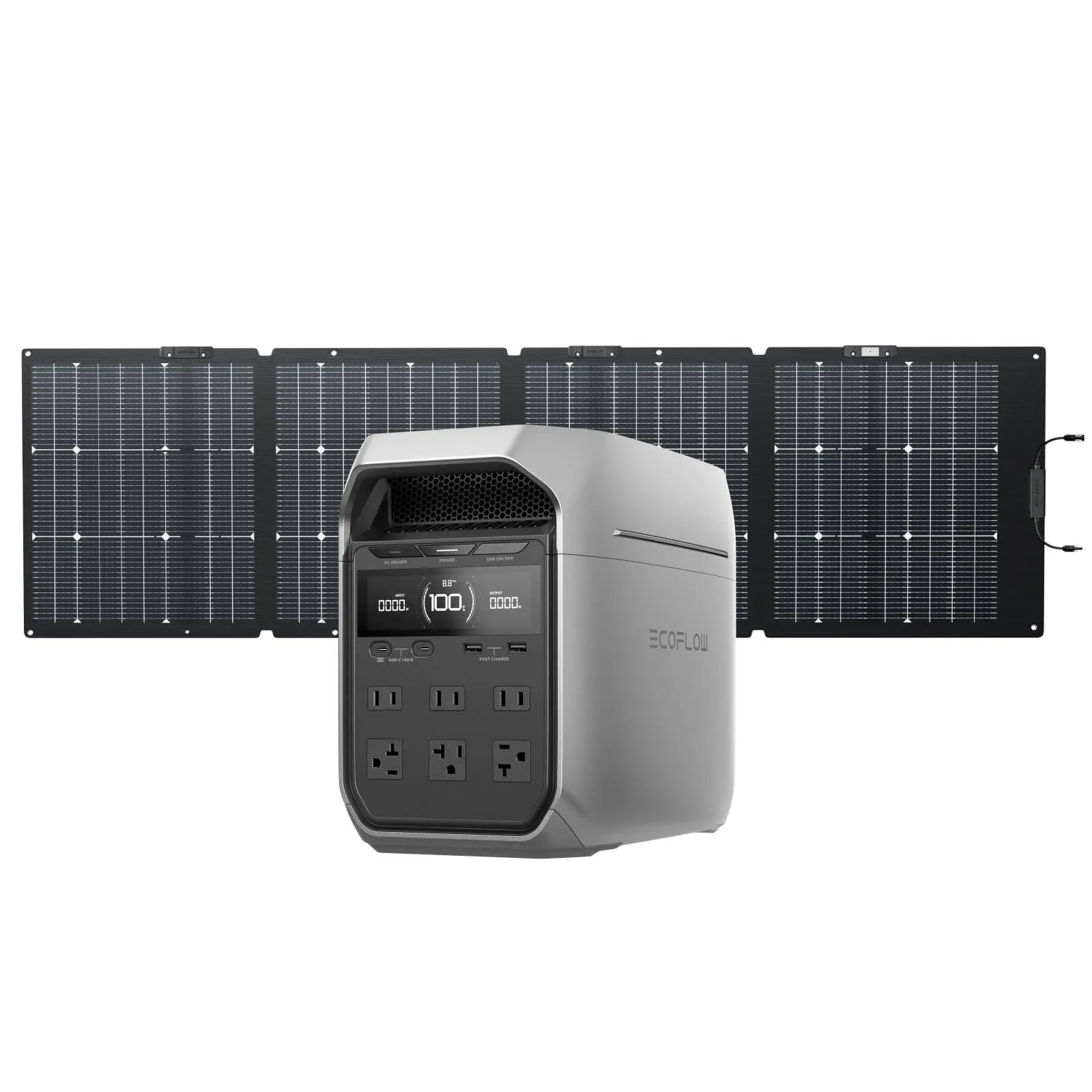 NEW EcoFlow DELTA 3+220W Solar Panels Portable Power Station with MPPT Controller External Battery Pure Sine Wave