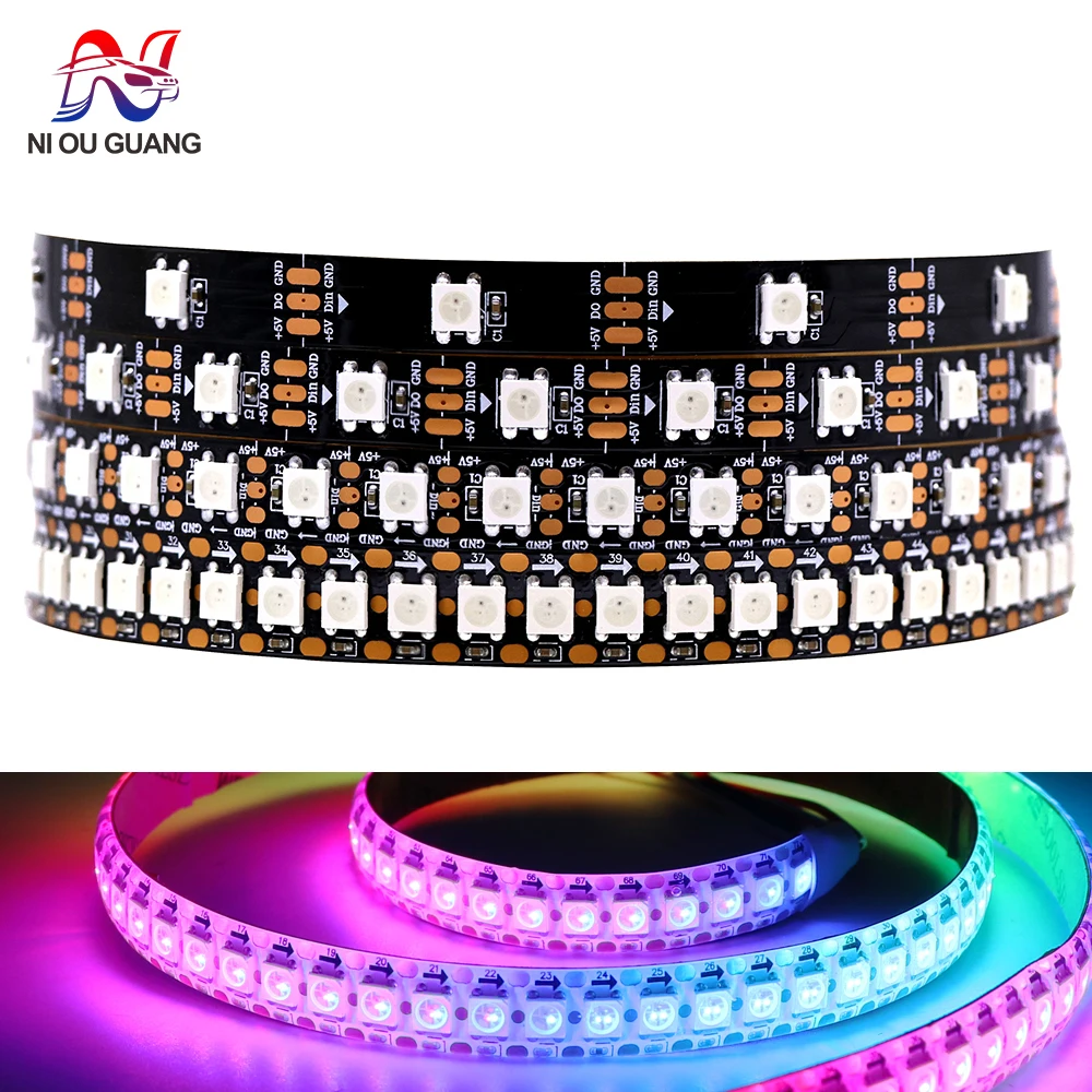 WS2812B WS2811 WS2815 WS2813 RGBIC LED Strip Lights 30/60/144 Pixels Per Meter Individually Addressable Smart Lights 5V/12V LED