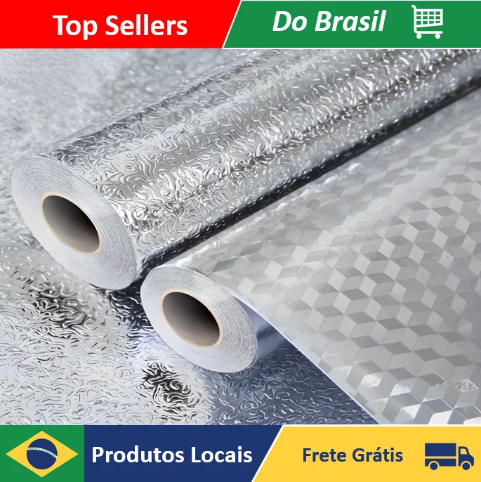3D Aluminum Adhesive Waterproof Anti-Oil Wallpaper for Kitchen Cabinet and Stove Protector Bright-Neverdie Store