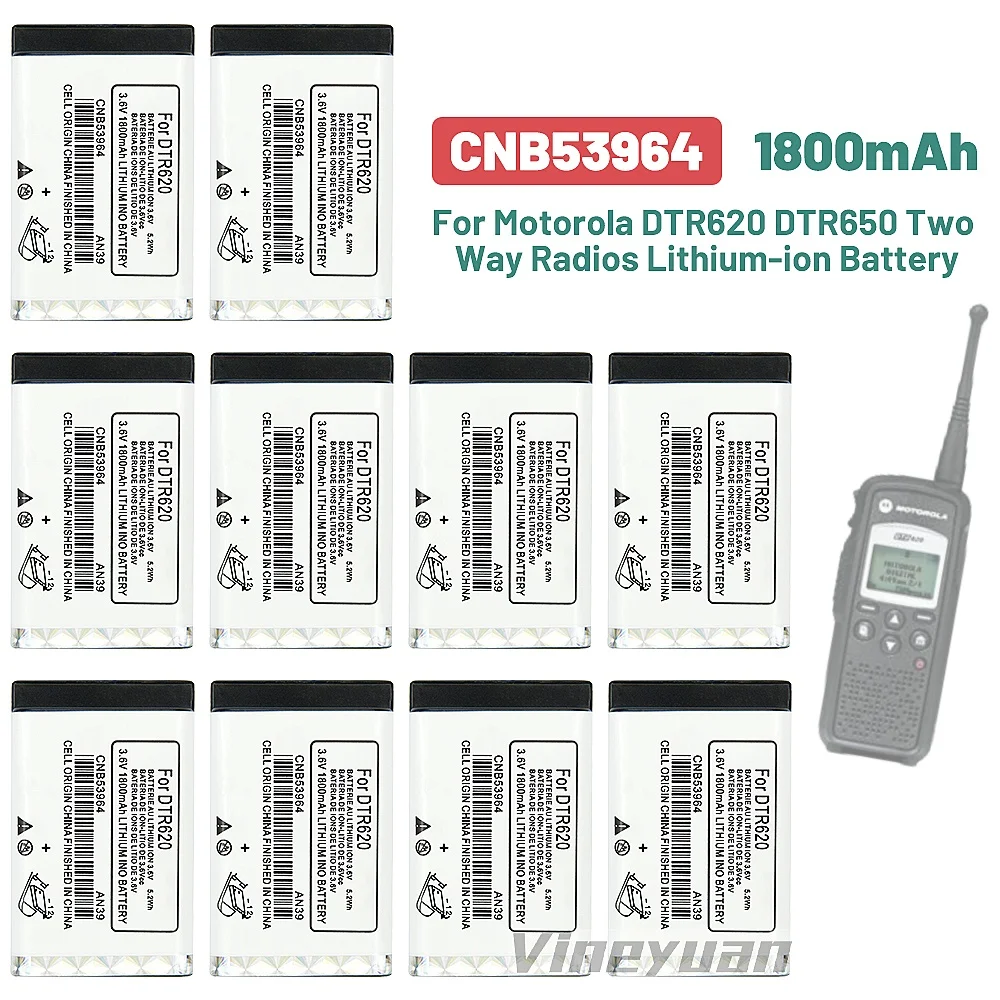 

12PCS DTR-620（CNB53964） 3.6V 1800mAh Lithium-ion Battery for Motorola DTR620 DTR650 Two Way Radios Rechargeable Battery