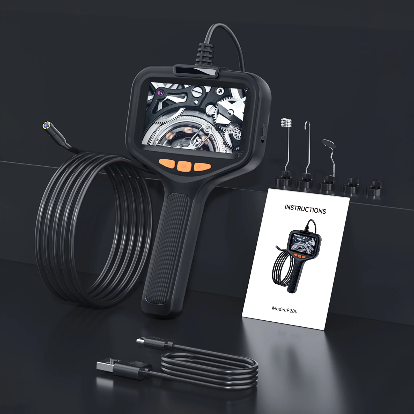 Borescope Inspection Camera, Endoscope Camera with Light, Dual-Lens IP67 Waterproof Industrial Endoscope with Split-Screen Display for HVAC Plumbing Automotive Pipe Wall Inspection