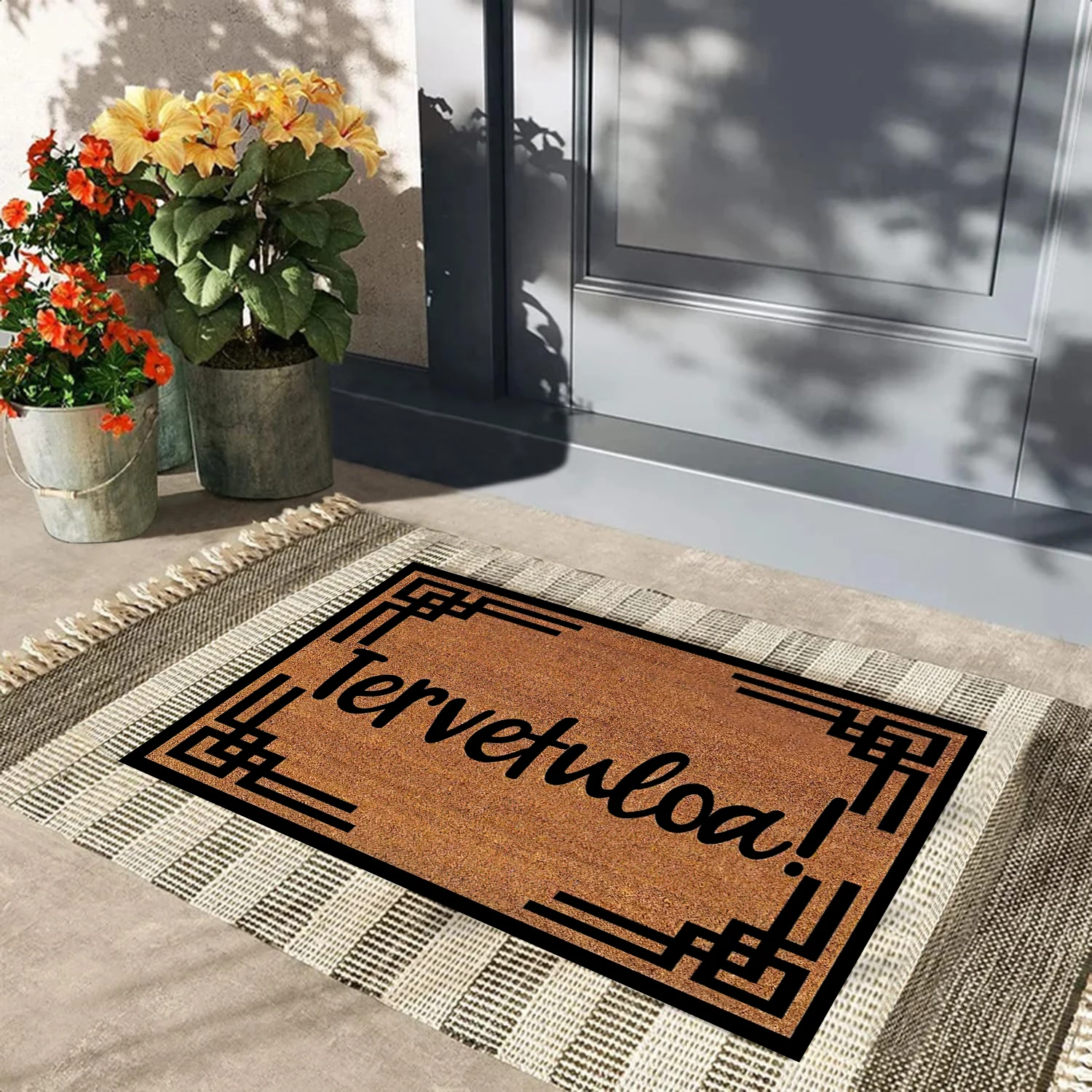 Tervetuloa Doormat Finnish Welcome Outdoor Rubber Non-Slip Entryway Rug Home Decor Entrance Floor Door Mat