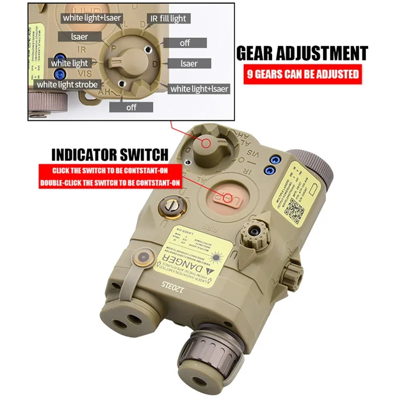 Тактический страйкбол PEQ-15 PEQ15 LA5C Красная точка Зеленый Синий ИК-заполняющий свет Лазерный индикатор Оружие Скаут Свет Светодиодный стробоскопический фонарик PEQ