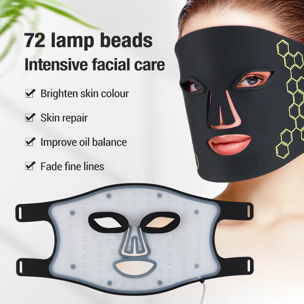 LED Photon Beauty Mask Instrument USB Electronic Mask IPL Rejuvenation Lightens Fine Lines Brighten Skin Tone 72 Lamps Skin Care