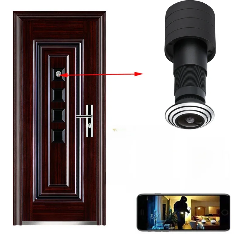 Security 1080P Mini Wifi Door Eye Hole IP Camera Wide Angle FishEye Lens 1.66mm Peephole CCTV Network Audio Horn P2P Onvif Tuya — zdjęcie 2