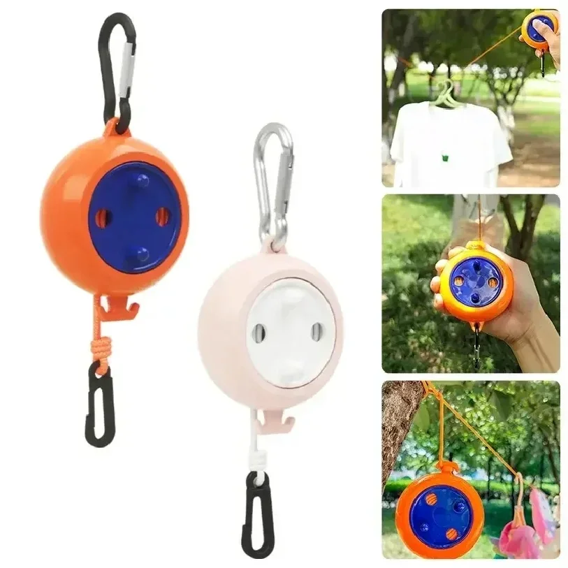 1 Pc Draagbare Intrekbare Waslijn Outdoor Reizen Camping Hotel Winddicht Anti-Slip 10M Wasserij Hanger Drogen Touw accessoires - afbeelding 2