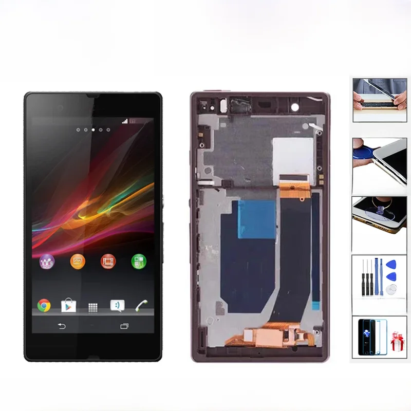 Oryginalny 5.0 "wyświetlacz LCD dla Sony Xperia Z ekran dotykowy dla C6603 C6602 C6616 C6606 LCD Digitizer zgromadzenie LCD Z ramą — zdjęcie 2