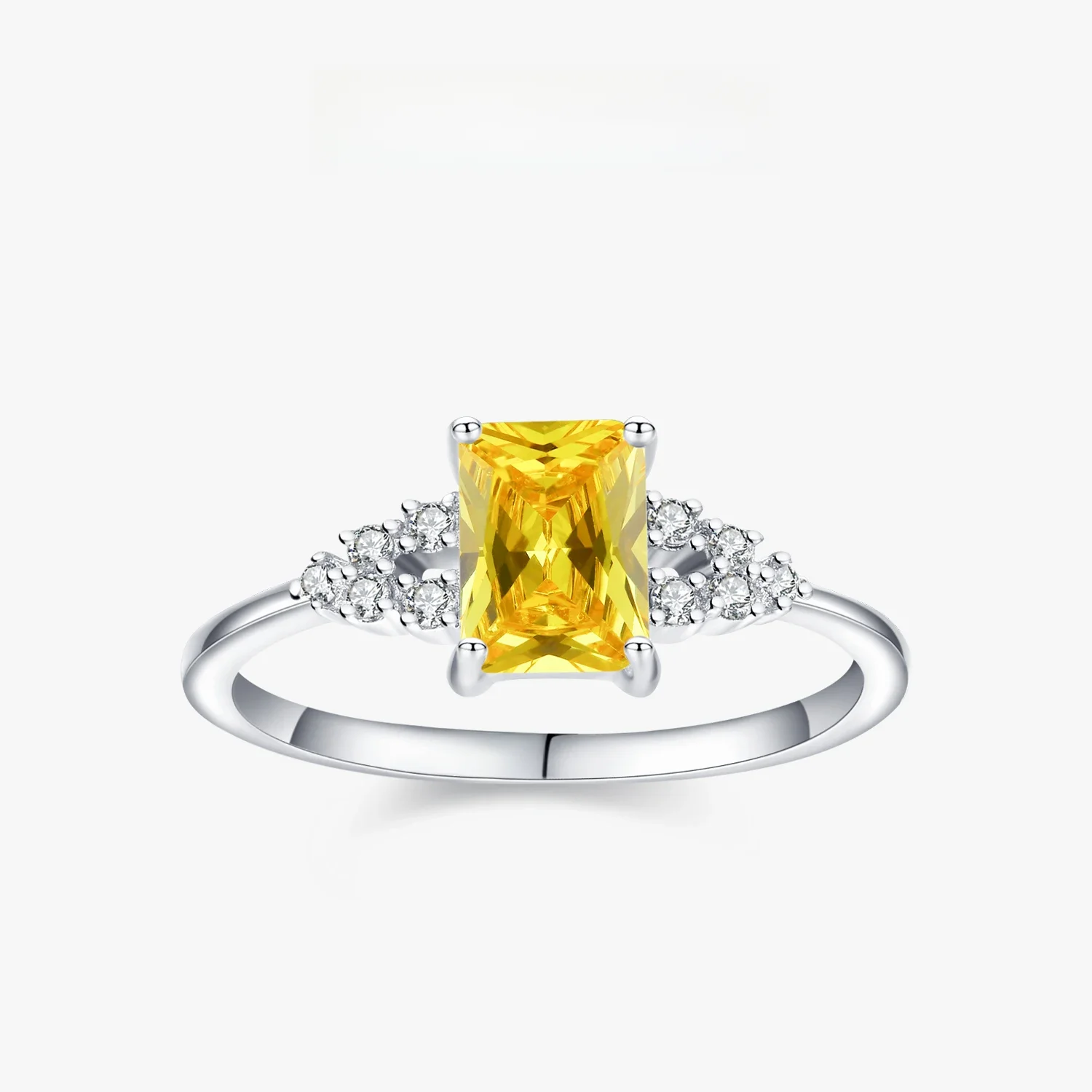 Ailmay 925 Sterling Silver luksusowy musujący żółty cyrkonia palec serdeczny dla kobiet moda ślub zaręczyny piękna biżuteria na prezent — zdjęcie 2