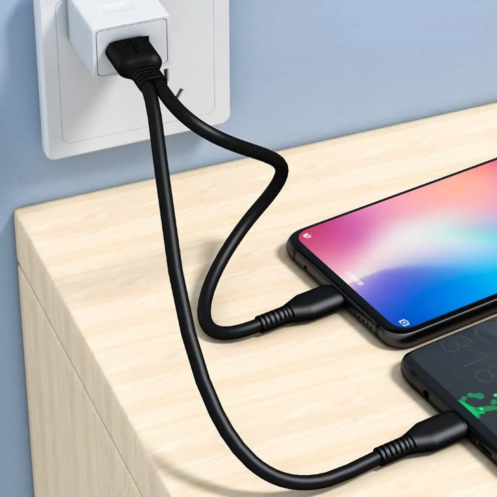 5 فولت المزدوج USB C متعدد نوع C الفاصل الحبل 20 سنتيمتر قصيرة 2 في 1 نوع C مايكرو USB كابل شحن لشاحن جهازين #2