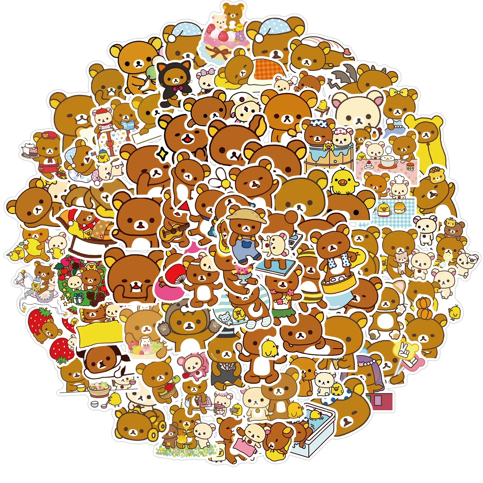 AliExpress lanxihaibao 100pcs/set Kawaii Rilakkuma Bear Cute Cartoon Stickers For Guitar DIY TOY Bicycle Skateboard Laptop