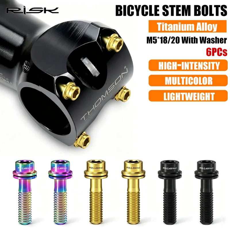 RISK Bicycle Titanium Alloy Handlebar Stem Bolts M5 Bicycle Bridge Bolts for MTB Road Bicycle Table Screws Cycling Table Screws