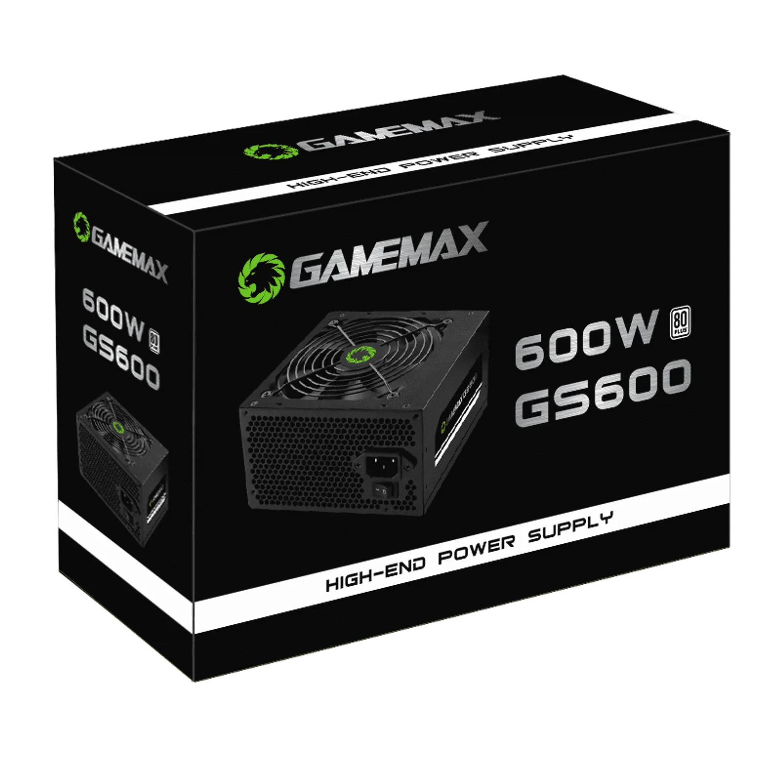 Fonte Gamemax GS600, 600W, 80 Plus White, PFC Ativo, Black