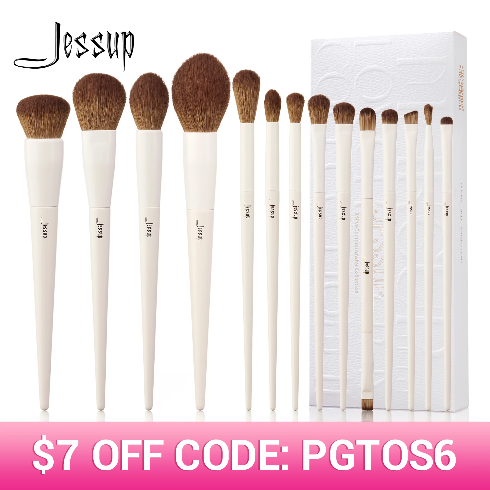 

Jessup Makeup Brushes 10-14pc Makeup Brush set Synthetic Foundation Brush Powder Contour Eyeshadow Liner Blending Highlight T329