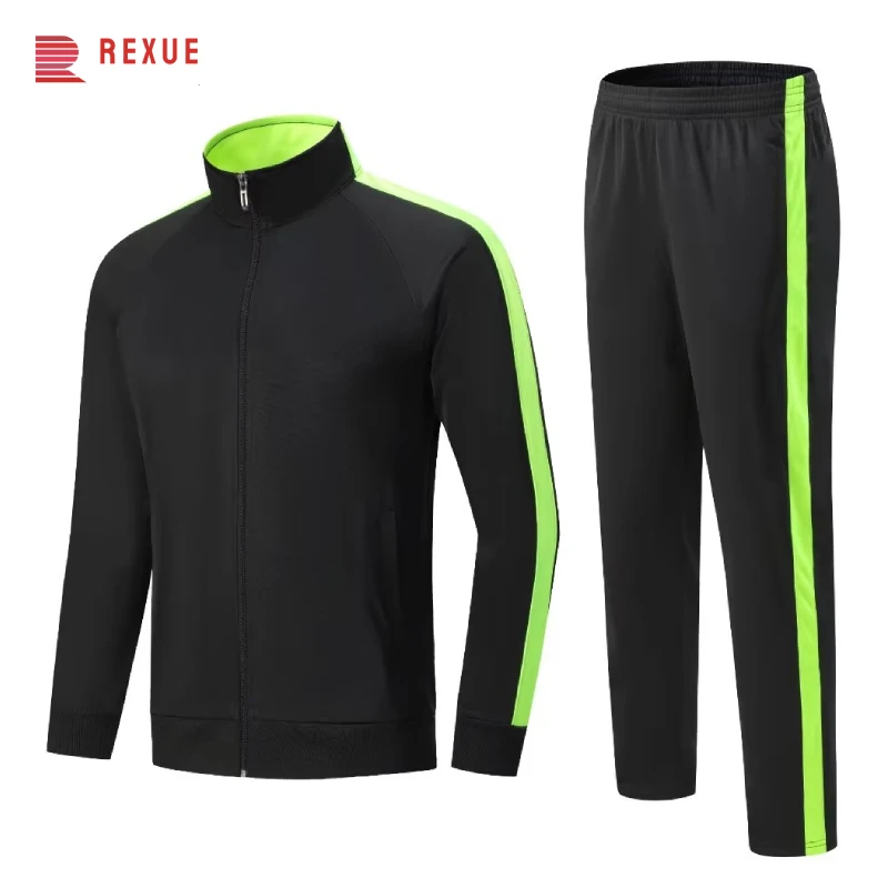 Football Training Tracksuit Zipped Jacket Tops And Pants Customized Soccer Uniform Winter Autumn 2pcs Fitness Exercise Clothes