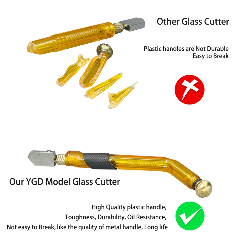 TUOFENG-YGD-4 Pro Cortador De Vidro, Espessura De Corte De Vidro, 3-15mm, Punho De Plástico Com Sistema De Alimentação De Óleo