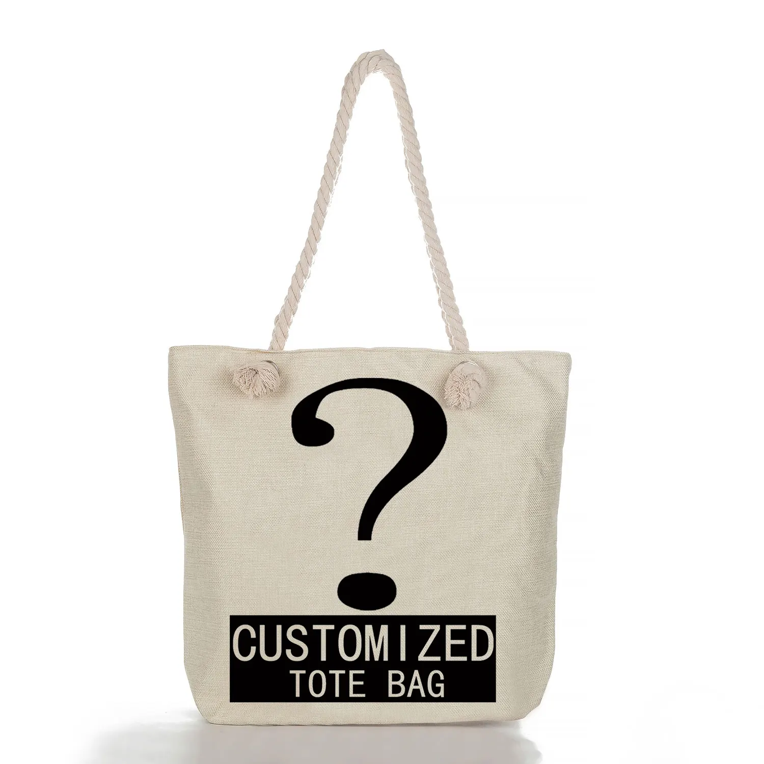 Customize Logo Picture Thick Rope Travel Beach Bags High Quality Marine Life Animal Handbags Turtle Octopus Seahorse Whale Tote