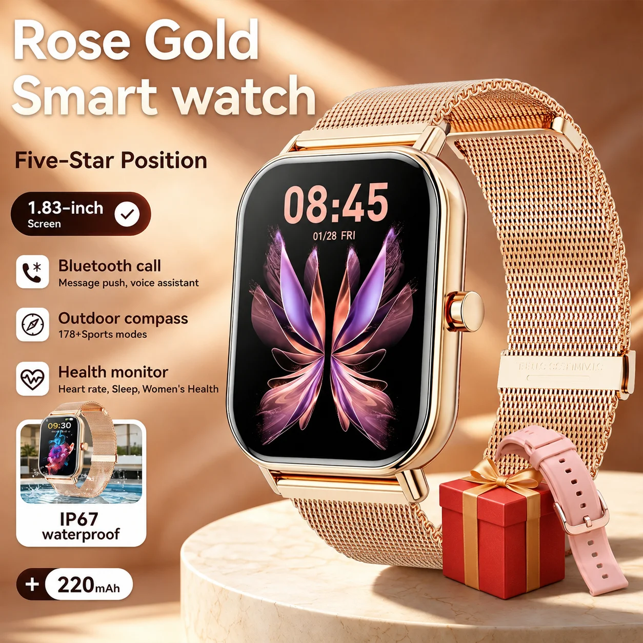 

2026 Women Smart Watch 1.85" HD IPS Screen Bluetooth Call 110+ Sports Modes Heart Rate Monitor Fitness Tracker Smartwatch For Android iOS