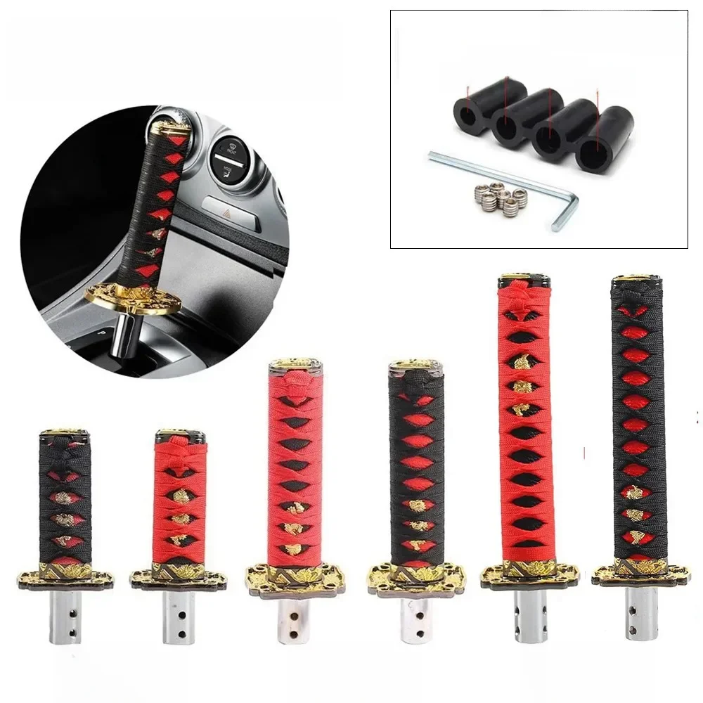 100/150/200mm JDM Katana Gałka zmiany biegów Miecz samurajski Gałka zmiany biegów z 4 adapterami Uniwersalna pasuje do większości samochodów ręcznych i automatycznych — zdjęcie 2
