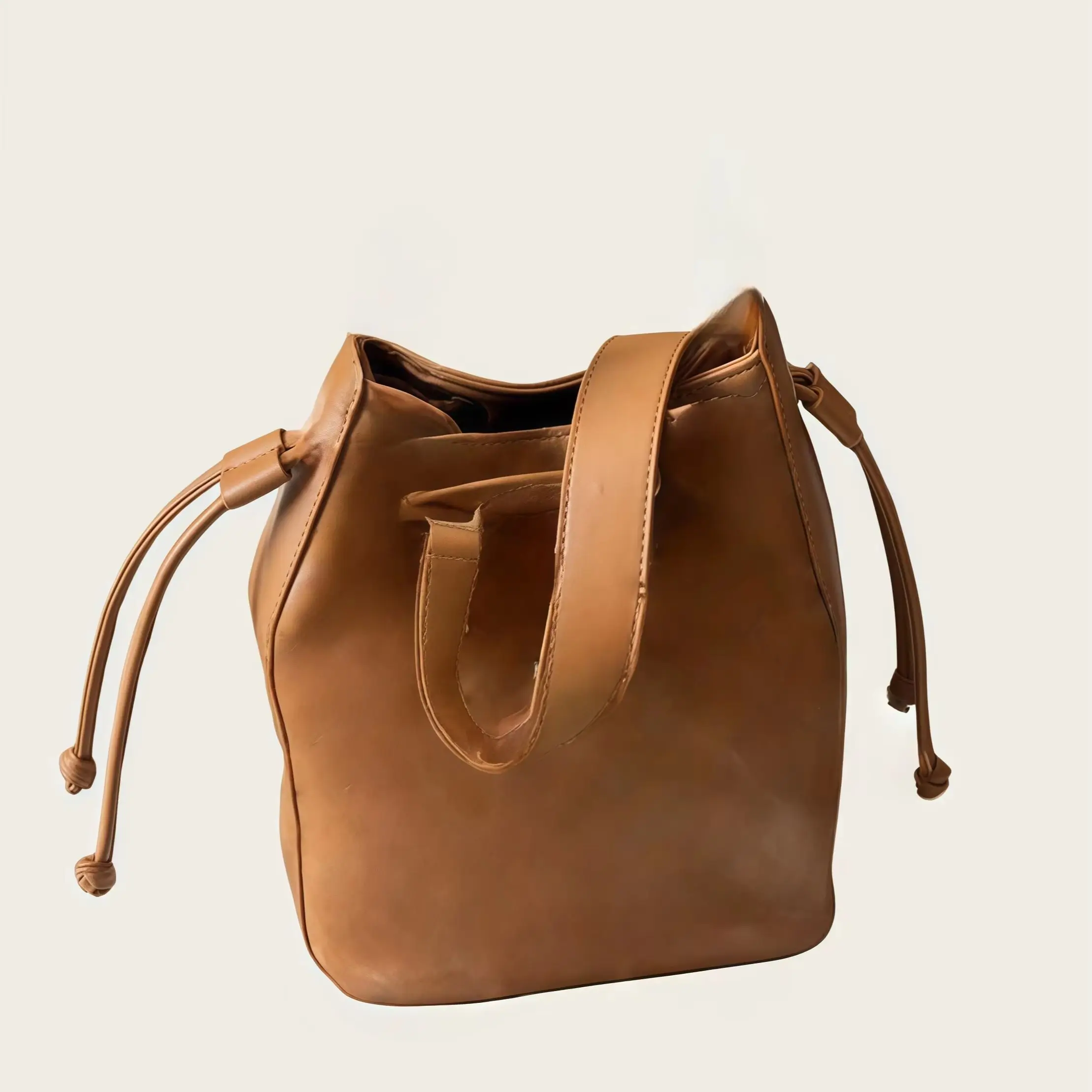 

2026 New Style Handbag, Shoulder Bag, Crossbody Bag, Bucket Bag, Lambskin Leather, Metal Chain Shoulder Strap, Brown 19 x 23 cm