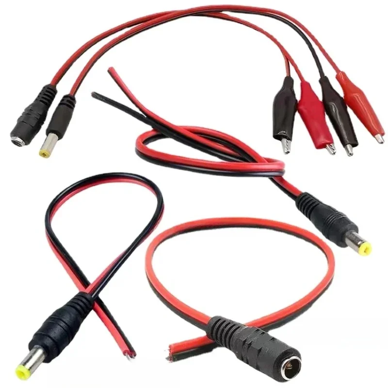 Connecteur Jack mâle/femelle DC, pinces crocodiles, fil crocodile, câble d'alimentation 12V à 2 pinces crocodiles, tension connectée 5.5x2.1mm