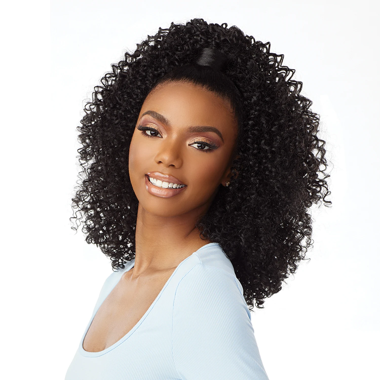 Sensationnel Instant Up N Down Half Wig N Pony Wrap UD 20 - Tight Curl, Versatile Updo, Quick & Easy