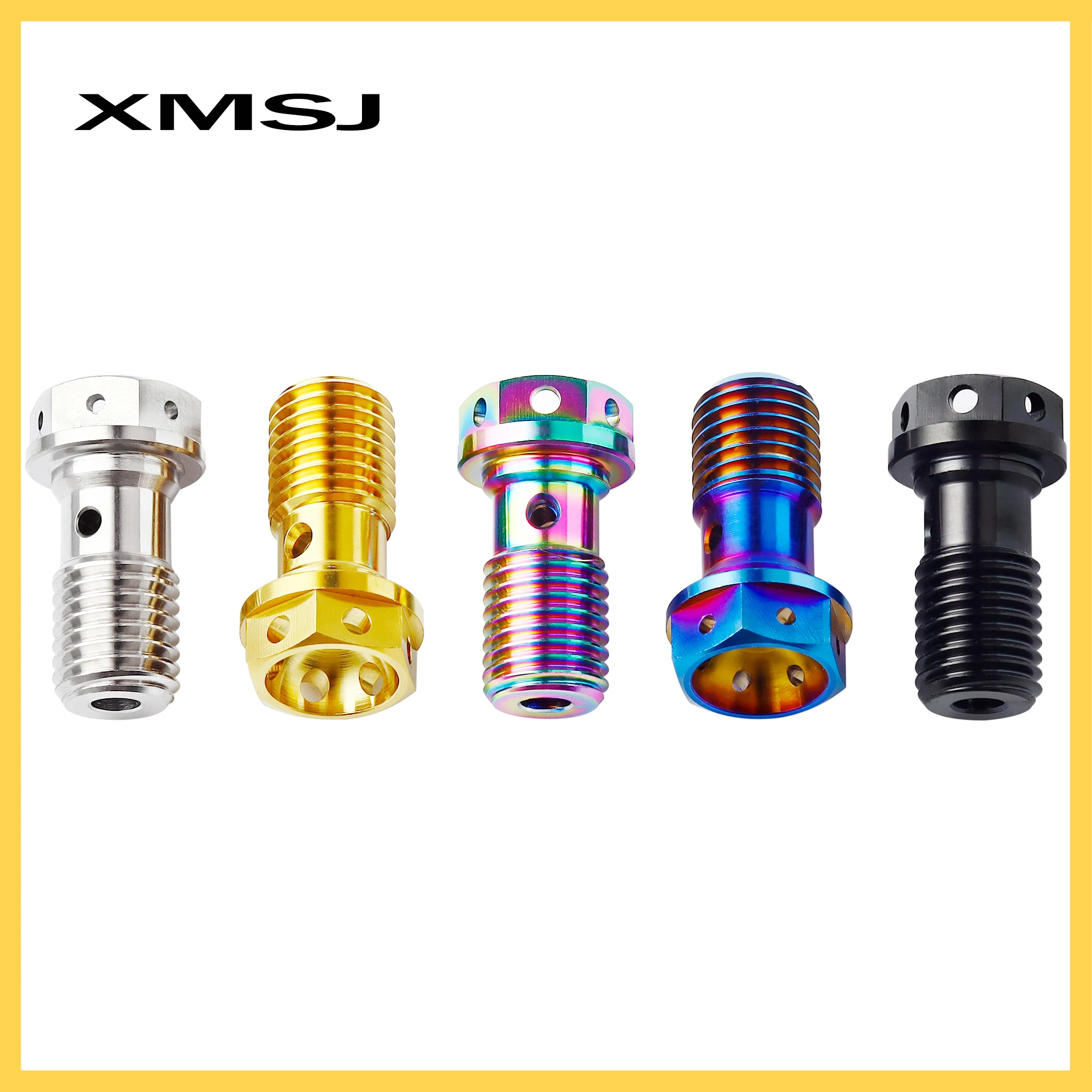 XMSJ Titanium Bolt M10 Motorcycle Brake Caliper Tube Banjo Screw Single Hole Clutch Hexagon Flange Head Screws for Brembo Bolt
