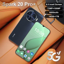 High-End Smart Phones Sprak 20 Pro+ Cell phone 5G Dual SIM Cell Phone 7.6 inch Smartphone Android 14 7800mAh Battery 108MP