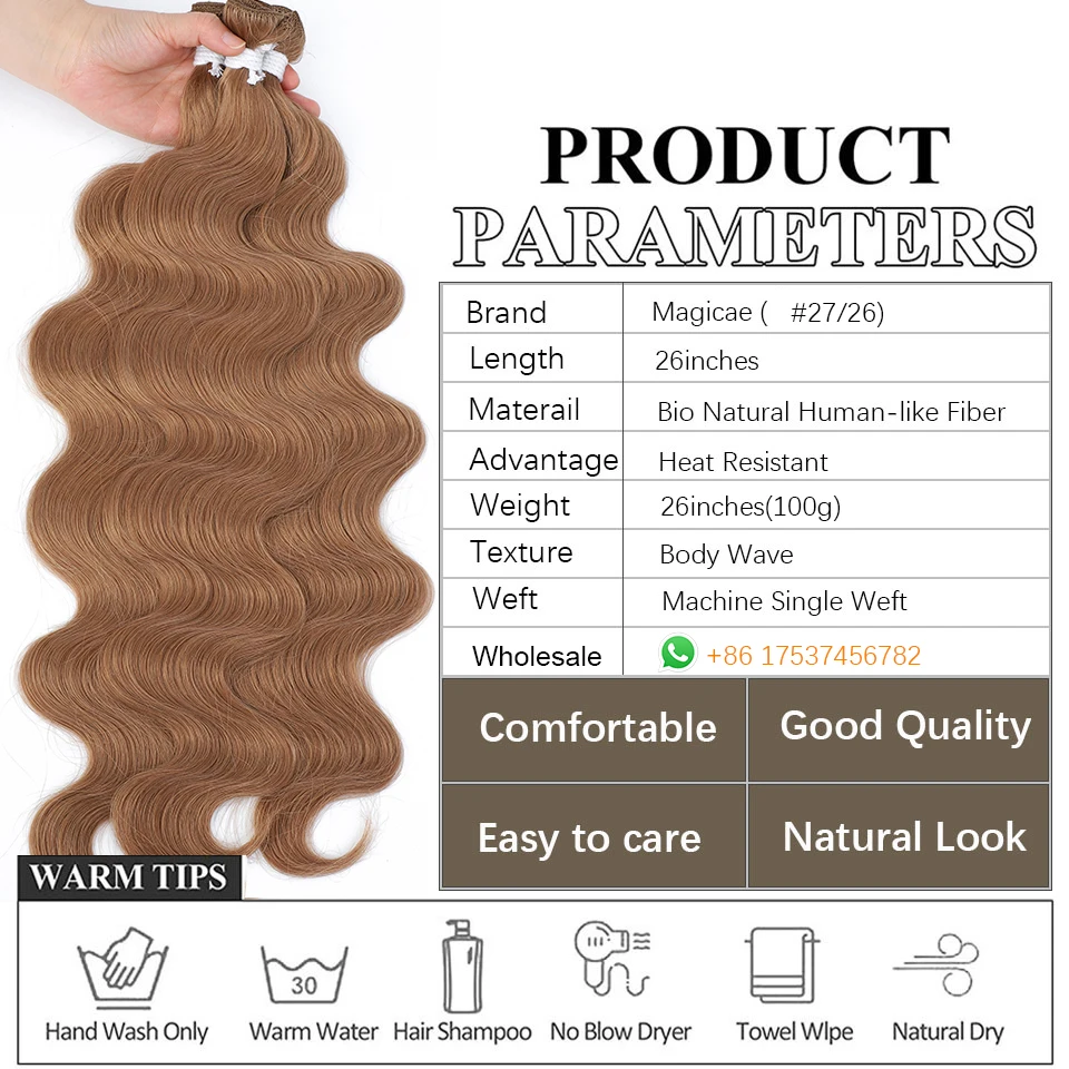 Brązowe Ombre pasma włosów typu Body Wave fortepian blond naturalne syntetyczne doczepy do włosów Ombre gruby kucyk luźne głębokie tkanie włosów