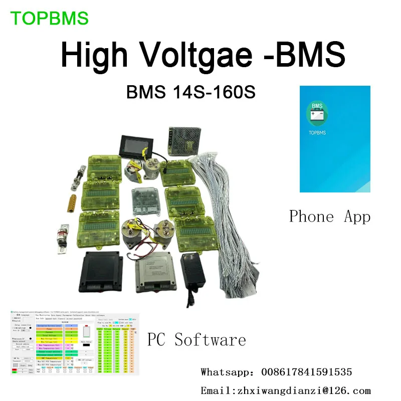 TOPBMS High Voltage HV BMS 14S-412S  Canbus Communcation  GBT 27930 E-CAR  EV Battery  Li-ion NMC  3.7V LiFePo4 3.2V LTO 2.3V