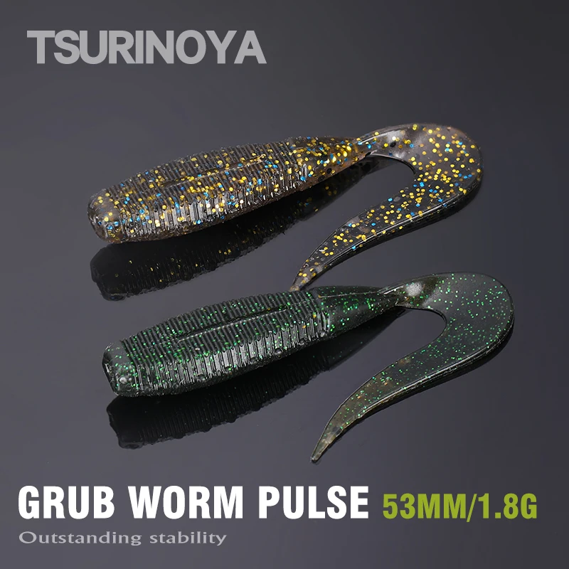 Tsurinoya 53mm 1,8g 14 stücke weicher Angel köder Long Curl Tail Grub Puls teiche See gefälschte