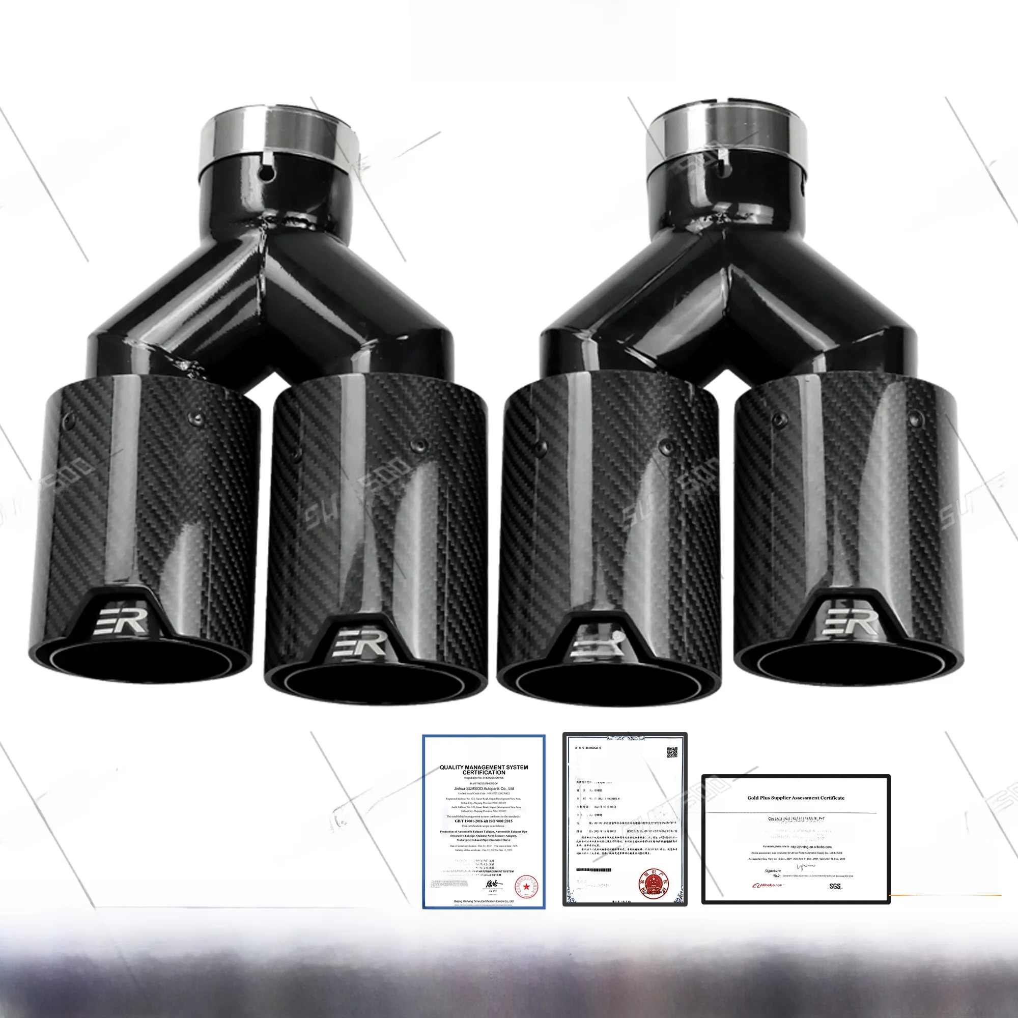 Echte SUMSOO Dual Carbon Fiber + roestvrij staal Universeel VOOR Carbon Fiber uitlaattips Eindpijpen Uitlaattips - afbeelding 2